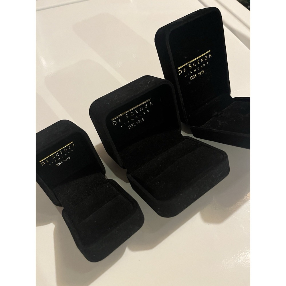 Lot of 3 DeScenza Diamonds Empty Black Velvet Jewelry Gift Boxes Display
